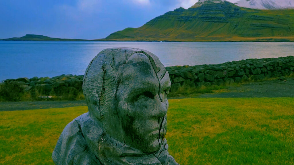 Statue outside the Fish Factory, color adjusted slightly to emphasize the green.